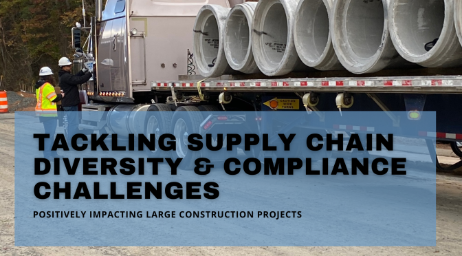 Supply chain solutions. Cement pipes and building materials for heavy building projects on a truck